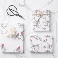 Modern Red Cardinal Winter Snow Christmas Wrapping Paper Sheets