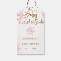 Pink Baby its Cold Outside Winter Baby Shower Gift Tags