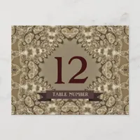 Latte Lace Wedding Event Table Number Postcard