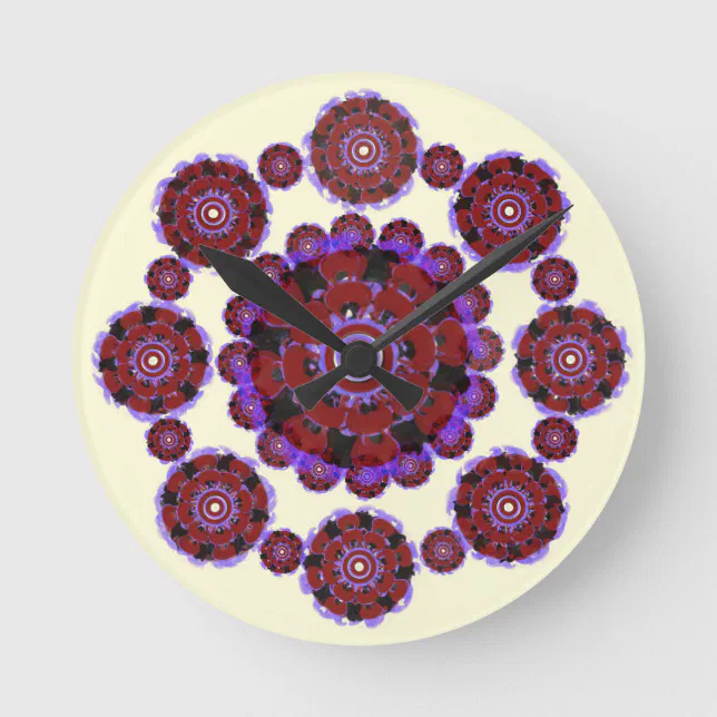 Horloge Ronde Motif fleuri mandala Round Clock