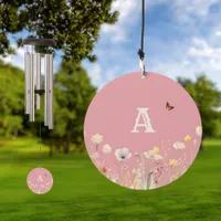 Pretty Colors Watercolor Wildflowers and Monogram Wind Chime