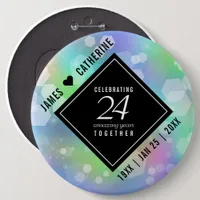 Elegant 24th Opal Wedding Anniversary Celebration Button