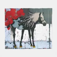 Floral Horse Fleece Blanket