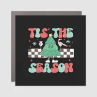 Tis Season Retro Womans Holiday Car Magnet