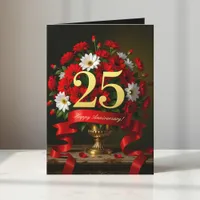 Luxury Gold 25th Wedding Anniversary Bouquet Card