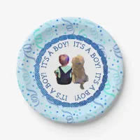 Baby Boy and His Dog Its a Boy Baby Shower Paper Plates