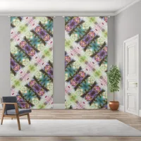 Abstract Rainbow Palm Tree Caribbean Beach Blackout Curtains