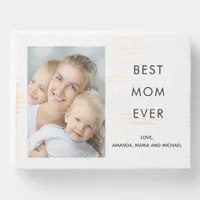 Mother white children photo wooden box sign