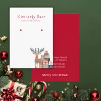 Cute Christmas White Red Earring Display Business Card