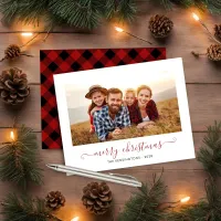 BUDGET Red Buffalo Plaid Script Christmas Photo