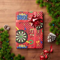 Darts Player Dartboards Comic Book Pattern Wrapping Paper