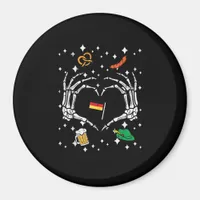 Oktoberfest Skeleton Hand Heart Flag German  Magnet