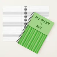 Light Green My Diary by Me Striped Journal