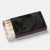 Fine Lines Gold Abstract Wedding Black ID867 Matchboxes