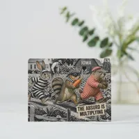 Funny Squirrel Groundhog and Rabbit Carrot Heist Postcard