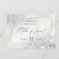 Honeydew Shimmer Will You Be My Matron of Honor Invitation