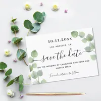 Eucalyptus greenery wedding save the date