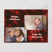 Snowflakes on Deep Red Holiday Photo Postcard