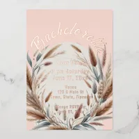 Rustic Pampas Wedding Bachelorette Foil Invitation