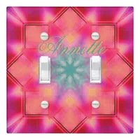 Monogram Name Colorful Blue Star Pattern | Light Switch Cover