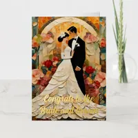 Gorgeous Bride and Groom Collage Foil Greeting Card