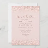 Rose Gold Confetti Blush Pink Modern Save The Date
