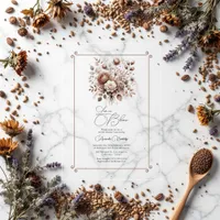 Love in Bloom Mocha Mousse Floral Bridal Shower Acrylic Invitations