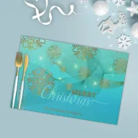 Teal Winter Wonderland Merry Christmas Placemat