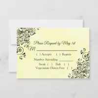 Black and Yellow Wedding RSVP card