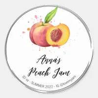 *~* AP30 Peach Homemade Jelly Jam Preserves Classic Round Sticker