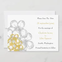 yellow-gray floral wedding save the date