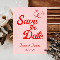 Pink & Red Lesbian Wedding Save The Date Invitation