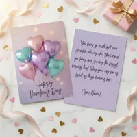 Pastel Pink Purple Heart Balloons Valentine's Day Holiday Card