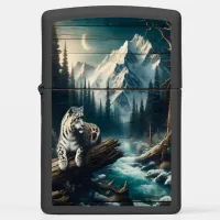 Snow Leopard Under Moonlight Zippo Lighter