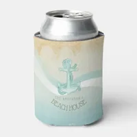 Beach House Nautical Anchor and Rope Aqua ID623 Can Cooler