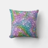 Colorful Glittering Abstract Throw Pillow