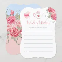 Pink Roses Floral Tea Party Baby Shower Mom Advice Invitation