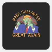 Halloween  Trumpkin Tri-Blend Square Sticker