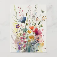 Watercolor Wildflowers Postcard