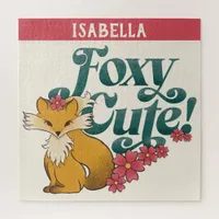 Foxy Cute with Flowers Personalized Jigsaw Puzzle