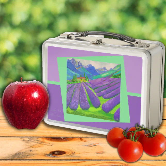 Lavender fields in the mountains - Art Metal Lunch Box