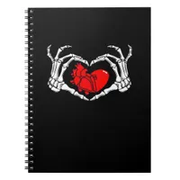 Scary Skeleton Hands And Red Heart Creepy Spooky V Notebook