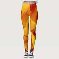 Elegant Two-Tone Red Gold Monsella Tulip Leggings