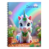 Cute baby unicorn and rainbow, girls  notebook