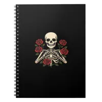 Skeleton Heart Hands With Red Roses – Romantic Got Notebook