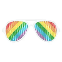 Rainbow Pattern Pride Party Festival Aviator Sunglasses