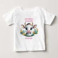 Cute little girl cow in flowers  baby T-Shirt