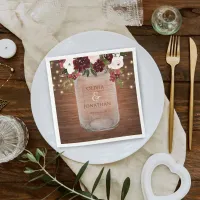 Burgundy Blush Rustic Mason Jar Wedding Napkins