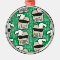 Add It Up Adding Machine Pattern Metal Ornament