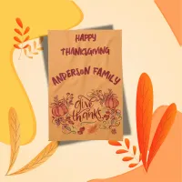 Happy Thanksgiving Family Name | Kitchen Towel